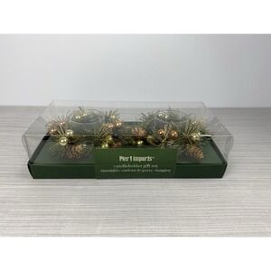 Pier One Imports Christmas Votive Candle Holder Gift Set Pier 1 Gold NEW